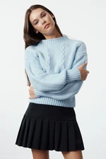 Trendyol Light Blue Hair Knitted Crew Neck Knitwear Sweater