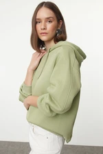 Trendyol Mint Oversize Thick Fleece Lined Hooded Knitted Sweatshirt