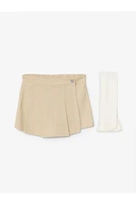 LC Waikiki LCW baby Beige Elastic Waist Baby Girl Shorts Skirt and Tights 2-Piece Set