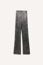 DEFACTO Black Stylish Pants Flare Fit High Waist Standard Length Sequined