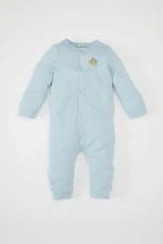 DEFACTO Baby Boy Newborn Blue Buttoned Snap Ribbed Camisole Long Sleeve Jumpsuit