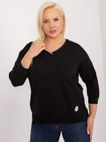 Plus size black smooth blouse with cuffs