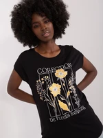 Black viscose T-shirt with SUBLEVEL print