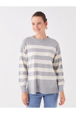 LC Waikiki Crew Neck Striped Long Sleeve Oversize Women's Knitwear Sweater