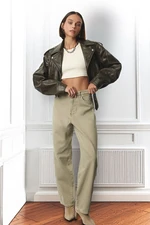 Trendyol Khaki High Waist Skater Baggy Jeans