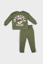 DEFACTO Baby Boy Text Printed Cotton Sweatshirt Tracksuit Bottom Top Set