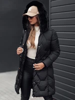 Women&#039;s winter jacket MYANNA long quilted with hood black Dstreet