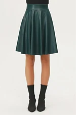 88854 Dewberry Flared Faux Leather Skirt-PETROL