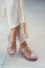 NİŞANTAŞI SHOES Anderline Transparent Glittering Belt Detail Women's Sandals