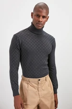 Trendyol Anthracite Men's Turtleneck Textured Knitwear Sweater