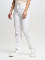 Big Star Woman's Straight Trousers 190068 Cream 101