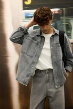 DEFACTO Oversize Wide Cut Cotton Jean Long Sleeve Basic Shirt