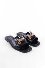 Capone Outfitters Women's H Gold Buckle Slippers