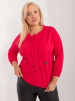 Red plus-size sweatshirt with drawstrings