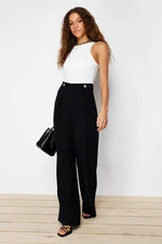 Trendyol Black Wide Leg Buttoned Woven Trousers