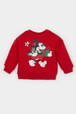 DEFACTO Baby Girl Disney Mickey & Minnie Crew Neck Soft Furry Sweatshirt