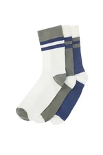 Trendyol Multi-Colored Unisex 3-Pack Cotton Striped Sock-Long Socks