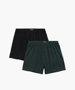 Pánské volné boxerky ATLANTIC 2Pack - černé/zelené se vzorem