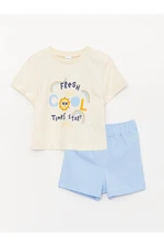 LC Waikiki Crew Neck Short Sleeve Printed Baby Boy T-Shirt and Shorts 2-Piece Set