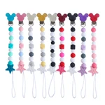 NEW Baby Boy Girl Pacifier Holder Chain Food Grade Chew Silicone Beads Bling Bling Infant Pacifier Clip Gifts