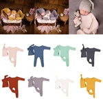 2 Pcs Baby Hat Bodysuit Set Newborn Photography Props Cap Romper Jumpsuit Kit Infants Photo Shooting Clothing Outfits