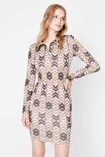 Trendyol Khaki Printed Scuba Knitted Dress