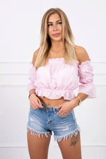 Blouse over the shoulder powder pink