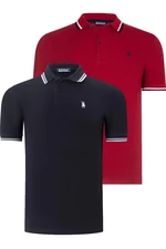 DUAL SET T8594 DEWBERRY MENS T-SHIRT-BLACK-BURGUNDY