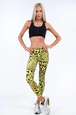 Yellow sports leggings with leopard print