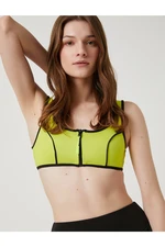 Koton Şahika Ercümen X - Zippered Bikini Top with Piping Detail