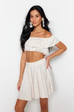 Trendyol Weave Ecru Ruffle Blouse and Skirt Set