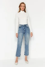 Trendyol Dark Blue High Waist Straight Jeans