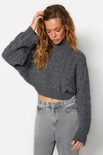 Trendyol Anthracite Knit Detailed Knitwear Sweater