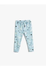 Koton Soft Textured Polar Bear Print Jogger Sweatpants With Pockets Tie Waist.