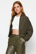 Trendyol Khaki Oversize Shirring Detailed Waterproof Bomber Jacket Coat