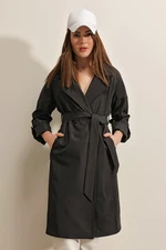 Bigdart 9104 Double Breasted Collar Lined Trench Coat - Black