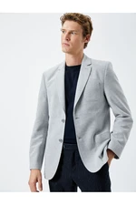 Koton Blazer Jacket Double Pocket Slim Fit Mono Collar