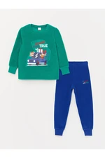 LC Waikiki Crew Neck Christmas Theme Long Sleeve Fleece Boys' Pajamas Set