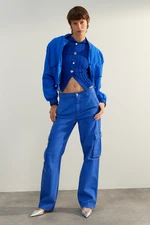 Trendyol Sax High Waist Wide Leg Jeans with Cargo Pocket