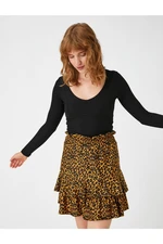 Koton Leopard Patterned Ruffle Skirt With Elastic Waist.