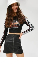 Koton Mini Skirt, Leather Look, Zip Detail