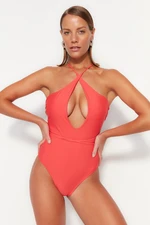 Trendyol Red Halterneck Tie Normal Leg Swimsuit