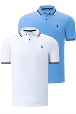 DUAL SET T8594 DEWBERRY MENS T-SHIRT-WHITE-LIGHT BLUE