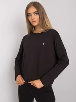 Black cotton blouse with long sleeves