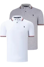 DUAL SET T8594 DEWBERRY MENS T-SHIRT-WHITE-GREY