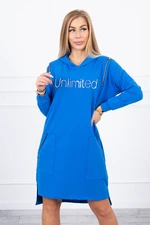 Dress with inscription unlimited purple blue