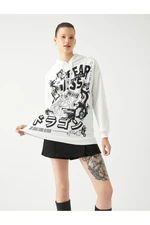 Koton Oversize Anime Sweatshirt Hooded Back Printed