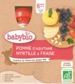 BABYBIO jablko borůvky jahody 4 x 90 g