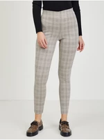 Beige women's cropped checked trousers ORSAY