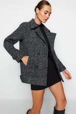 Trendyol Black Oversize, Wide-Cut Marked Stamped Stamp Coat